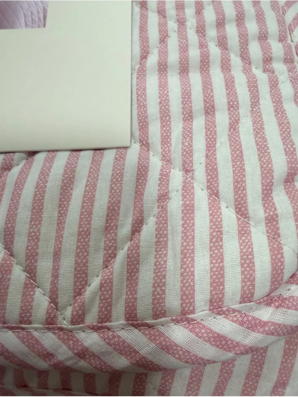 Laura Ashley Pink and White Striped Twin Quilt